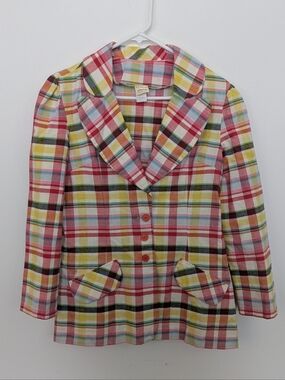 Vintage Plaid Madras Blazer Jacket Size 15